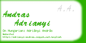 andras adrianyi business card